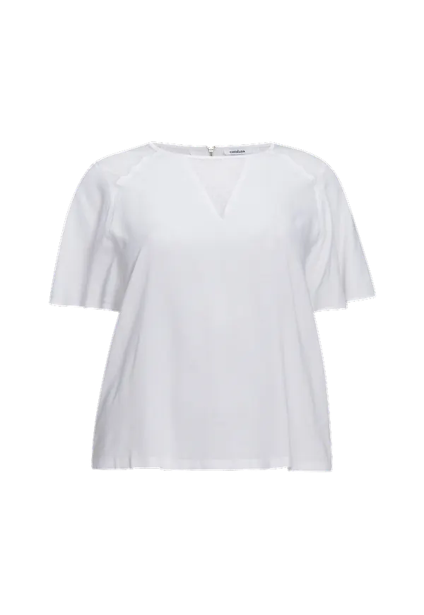 La Redoute - Blus med rund halsringning och detaljer i nätmaterial - Vit