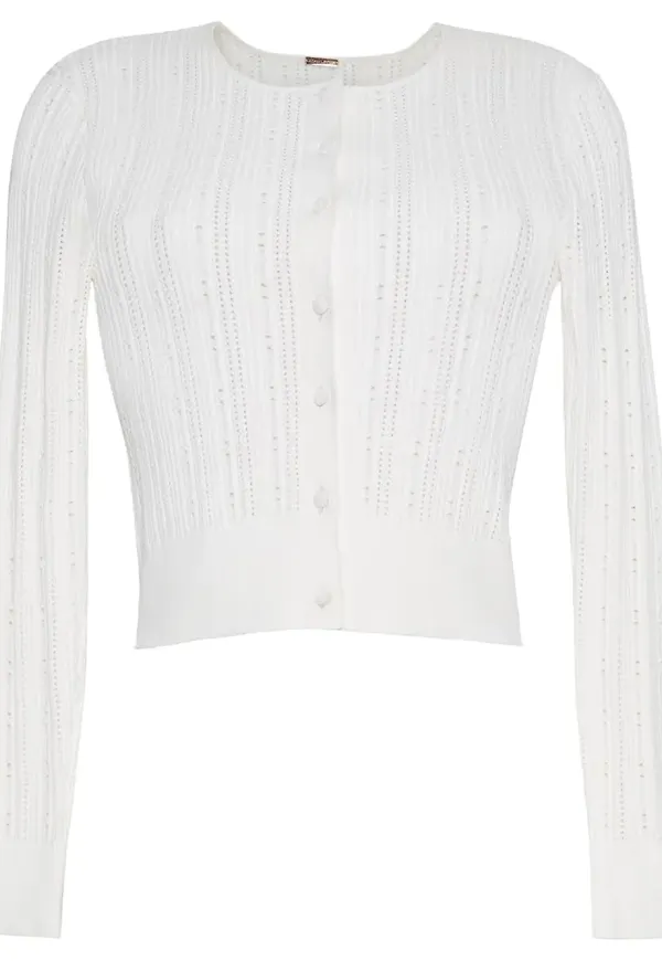 Adam Lippes Faye pointellestickad kofta - Vit