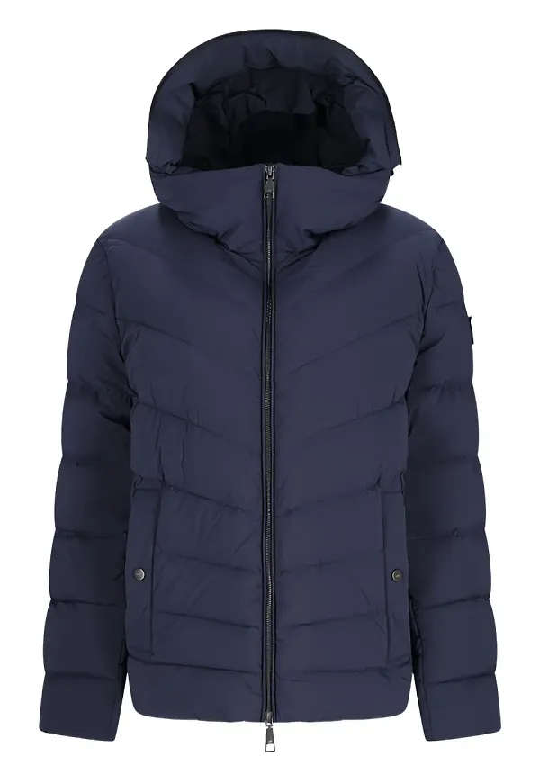 Add quiltad jacka med huva - Blå