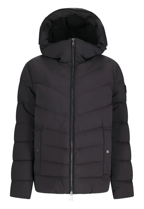 Add quiltad jacka med huva - Svart