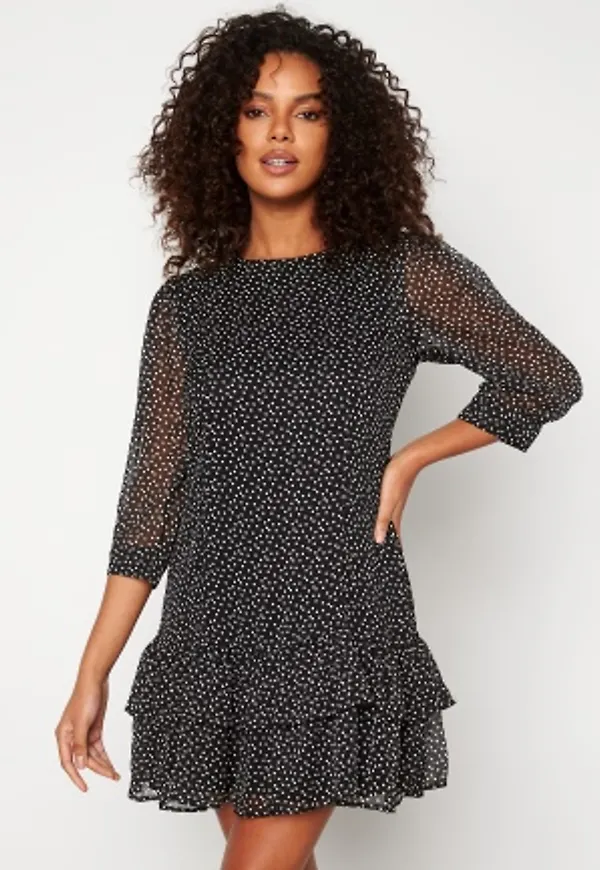 JDY Candice Life 3/4 Dress Black AOP Small Dots 42