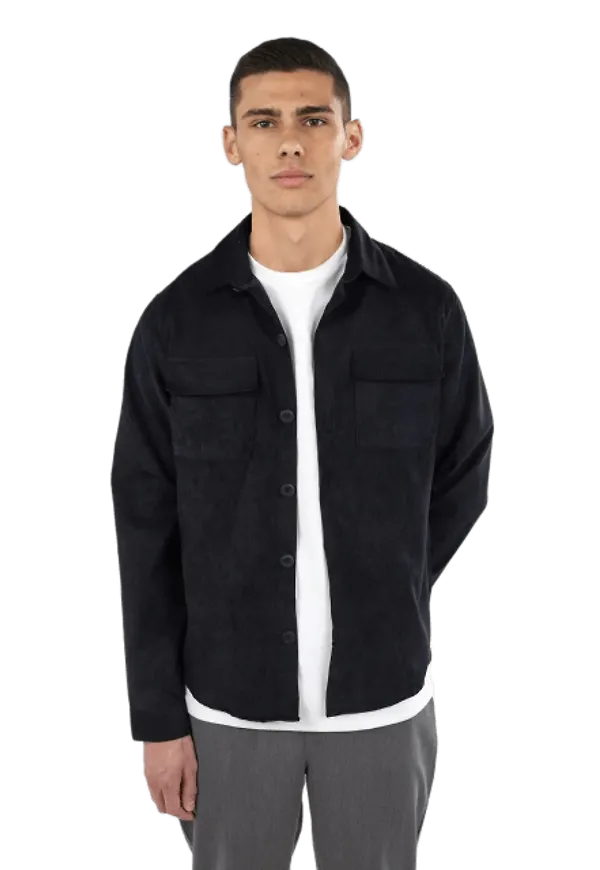 Aden Button Overshirt - Black