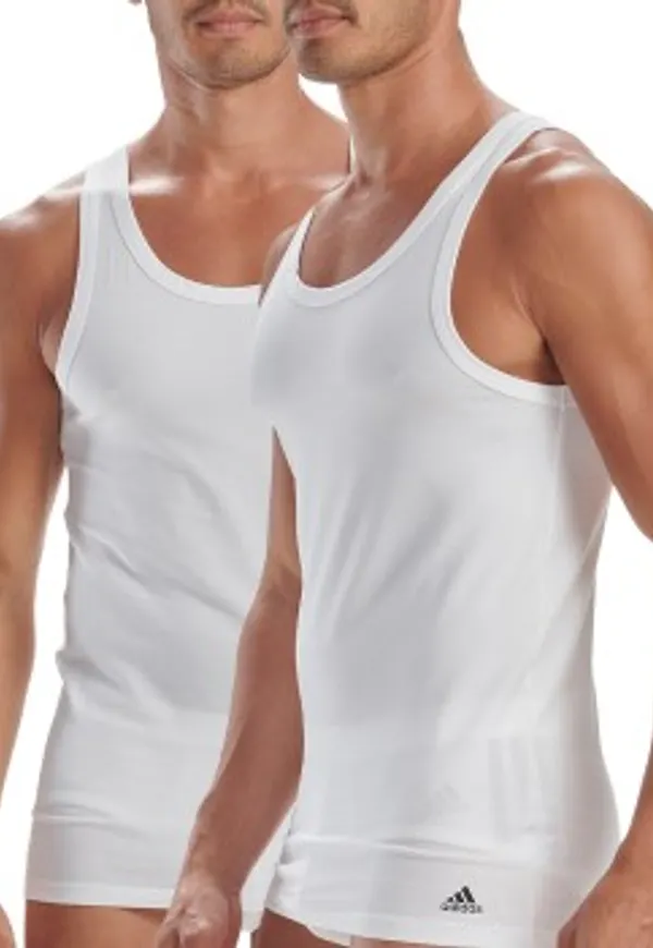 adidas 2P Active Flex Cotton 3 Stripes Tank Top Vit bomull Small Herr