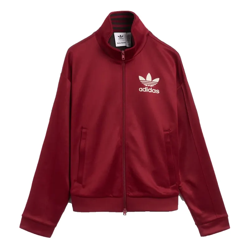 Adidas, Sweatshirts & Hoodies, Dam, M, Polyester, Burgundy Track Jacket med sidotryck