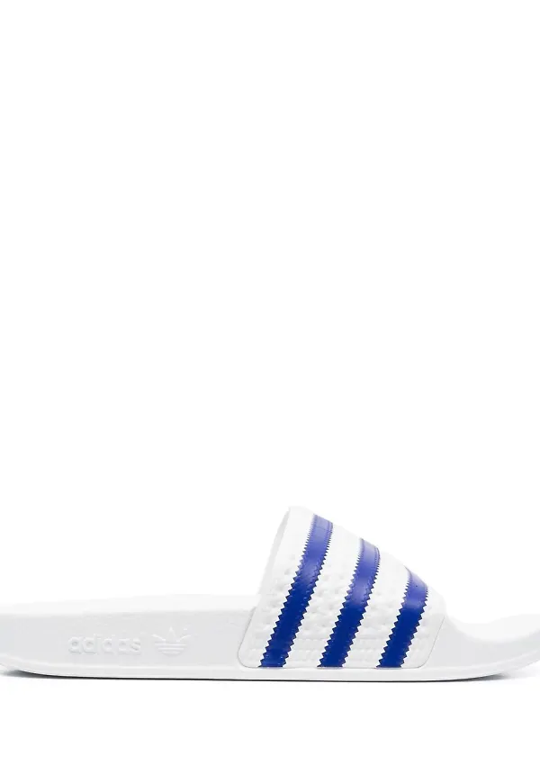 adidas Adilette randiga tofflor - Vit
