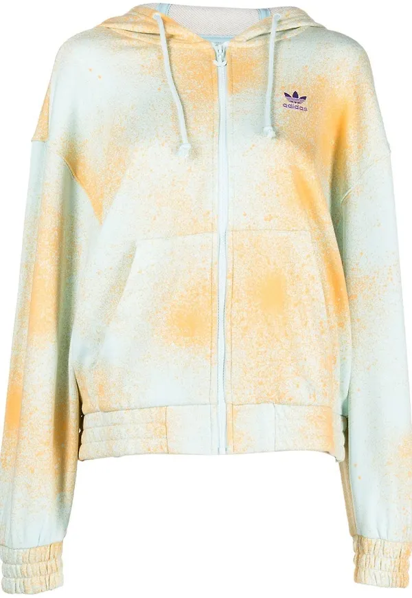 adidas batikfärgad hoodie med dragkedja - Blå