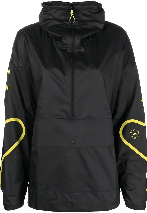 adidas by Stella McCartney jacka med halv dragkedja - Svart