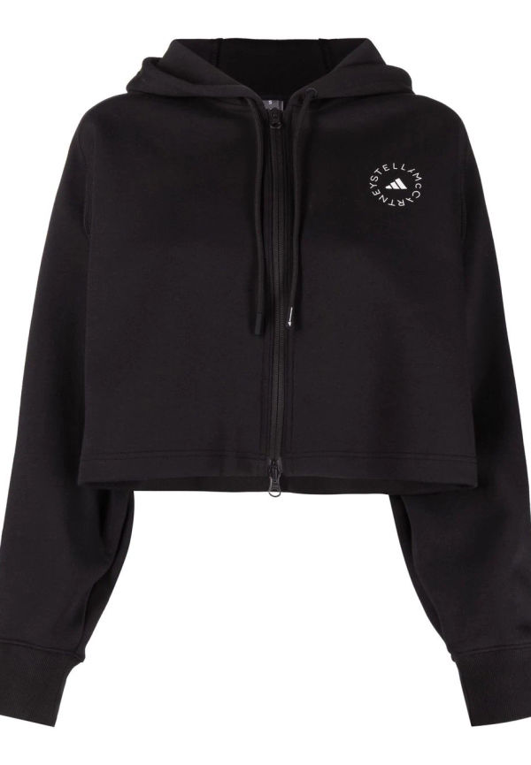 adidas by Stella McCartney kort hoodie med logotyp - Svart