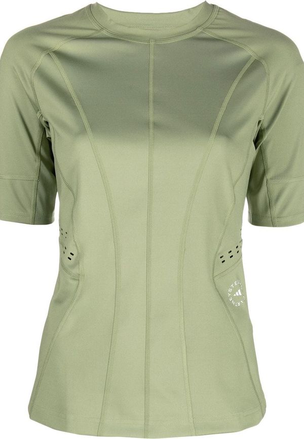 adidas by Stella McCartney kortärmad skjorta med perforerad detalj - Grön