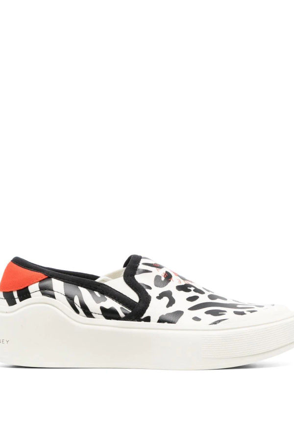 adidas by Stella McCartney leopardmönstrade slip on-sneakers - Vit
