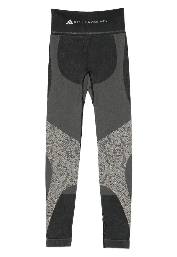 adidas by Stella McCartney ormskinnsmönstrade byxor med panel - Svart
