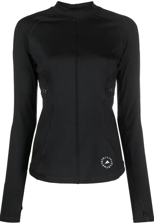 adidas by Stella McCartney perforerad sporttopp med hög krage - Svart