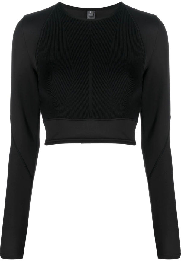 adidas by Stella McCartney ribbstickad croptop med kontrastfärg - Svart