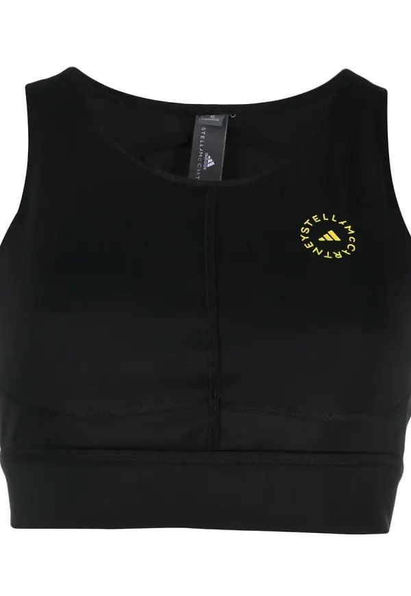 adidas by Stella McCartney sport-BH med logotyp i stretch - Svart