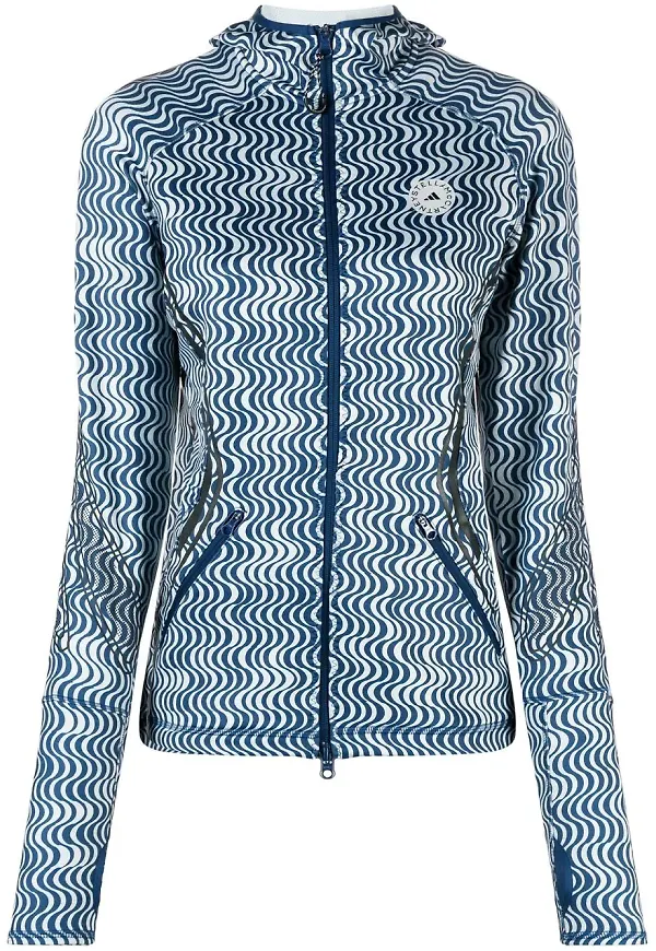 adidas by Stella McCartney True Pace långärmad topp med huva - Blå