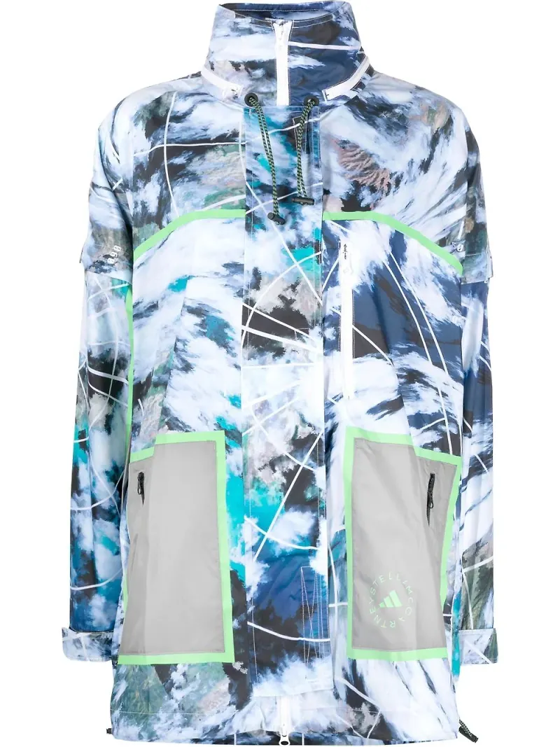 adidas by Stella McCartney TrueNature Packable jacka med abstrakt tryck - Blå