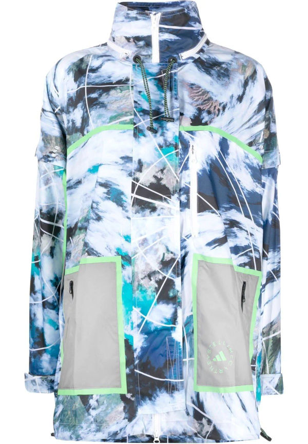 adidas by Stella McCartney TrueNature Packable jacka med abstrakt tryck - Blå