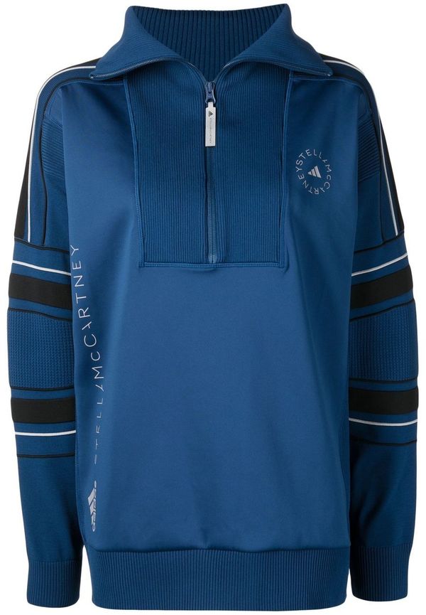 adidas by Stella McCartney tränings-t-shirt med halv dragkedja - Blå