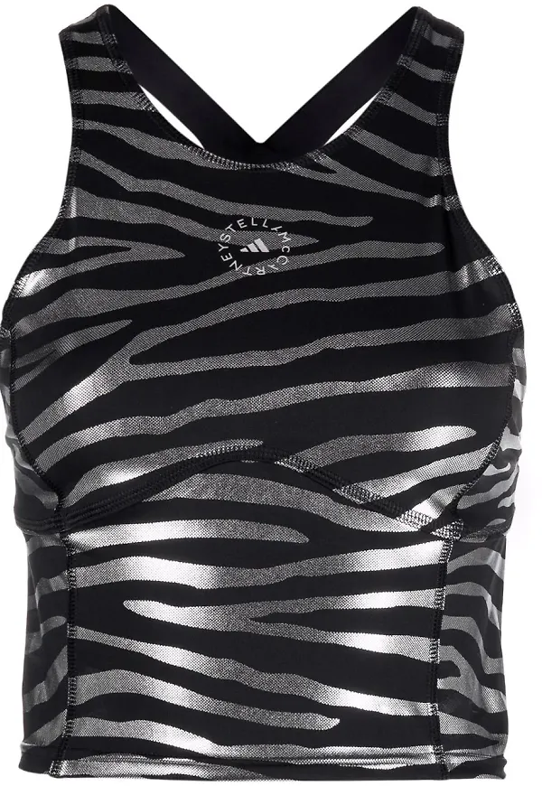 adidas by Stella McCartney zebramönstrad topp - Svart