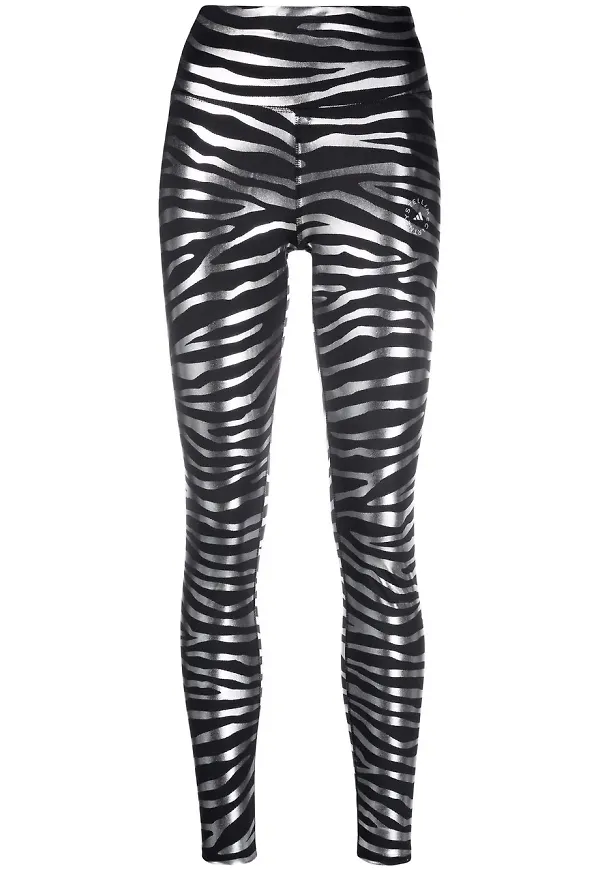 adidas by Stella McCartney zebramönstrade träningsleggings - Svart