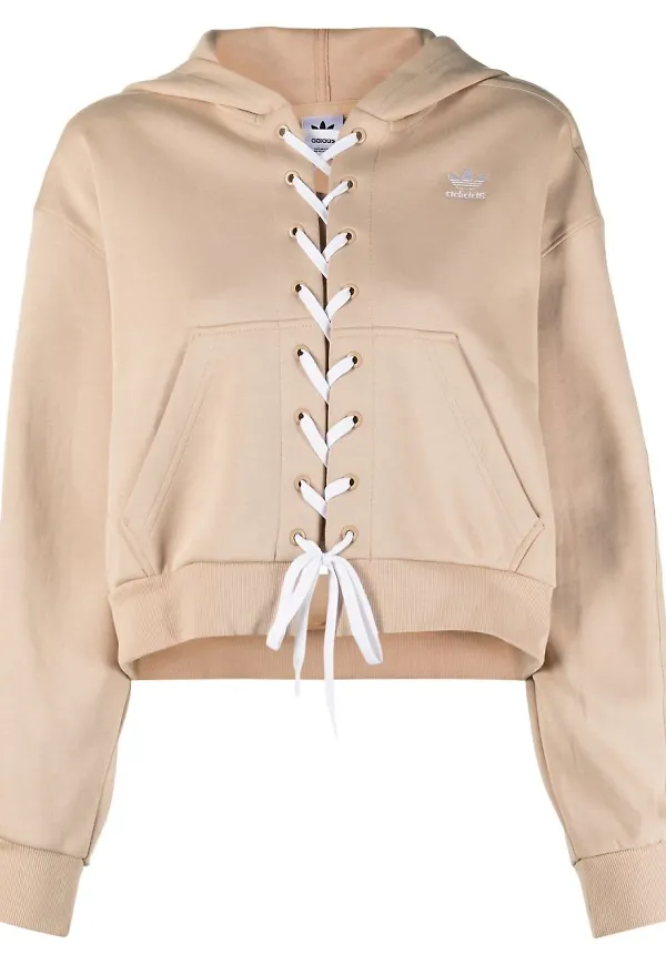 adidas croppad hoodie med snörning - Neutral