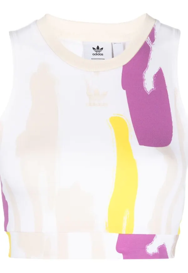 adidas croptop med abstrakt tryck - Vit