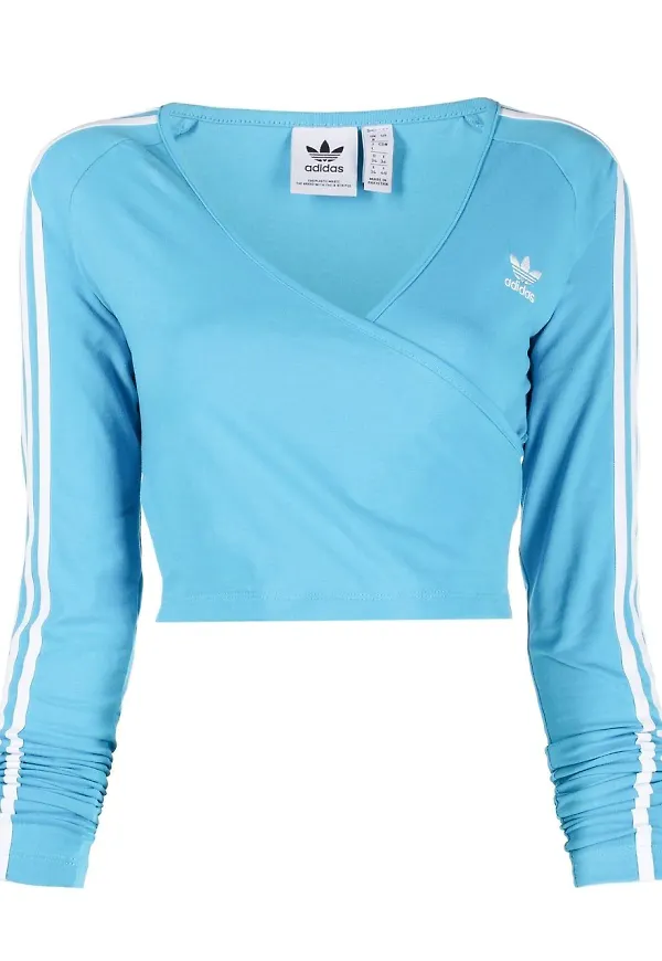 adidas croptop med randig kant - Blå