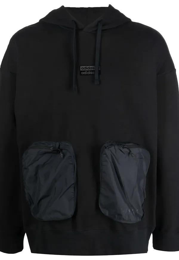 adidas hoodie med fickor - Svart