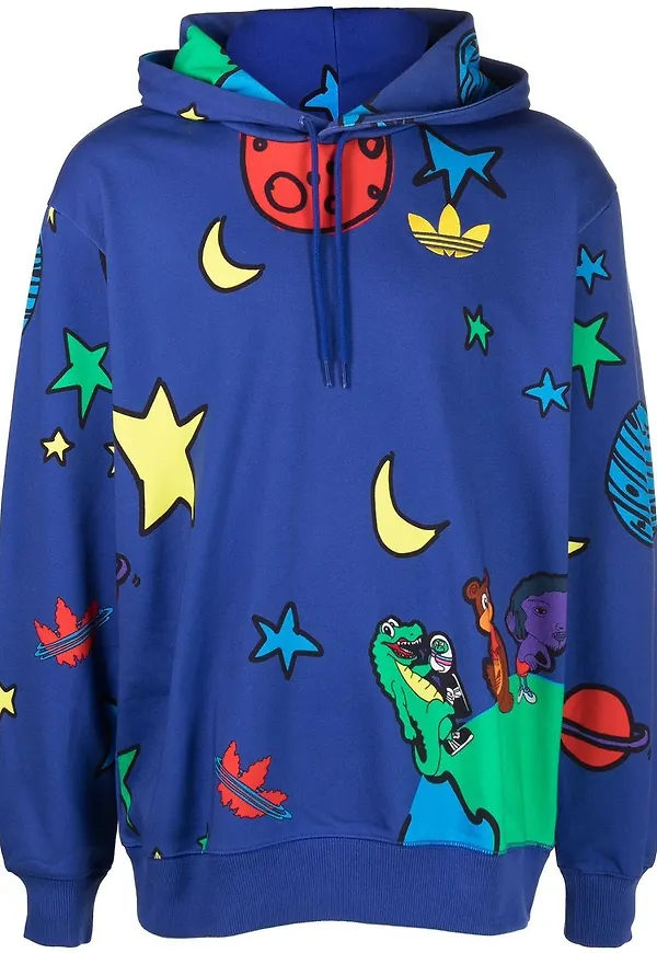 adidas hoodie med rymdtryck - Blå