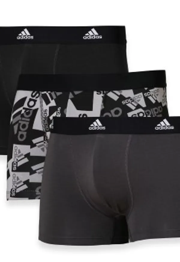 adidas Kalsonger 3P Active Flex Cotton Trunk Svart/Grå bomull XX-Large Herr