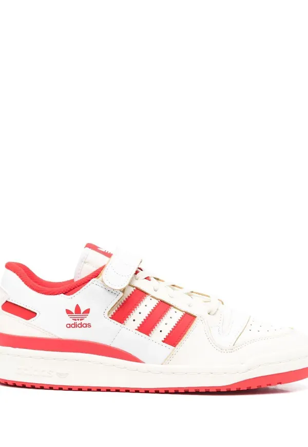 adidas låga lädersneakers med panel - Vit