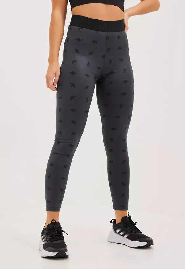 Adidas Originals - Leggings - Grey - Hw Aop Leggings - Byxor - Leggings