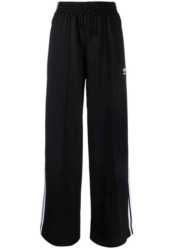 adidas Originals byxor med vida ben och tre ränder - Svart