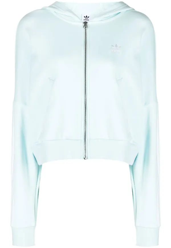 adidas Originals hoodie med dragkedja och broderad logotyp - Blå