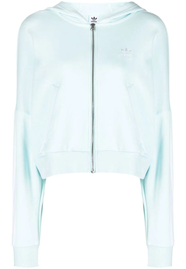 adidas Originals hoodie med dragkedja och broderad logotyp - Blå