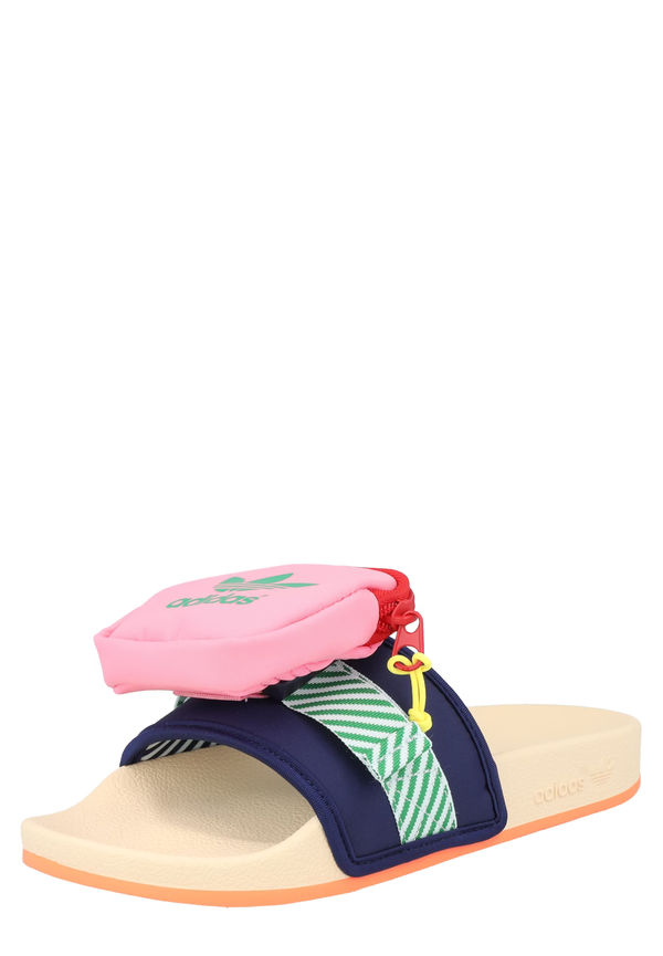 ADIDAS ORIGINALS Pantolette 'Adilette' marinblå / grön / rosa / vit
