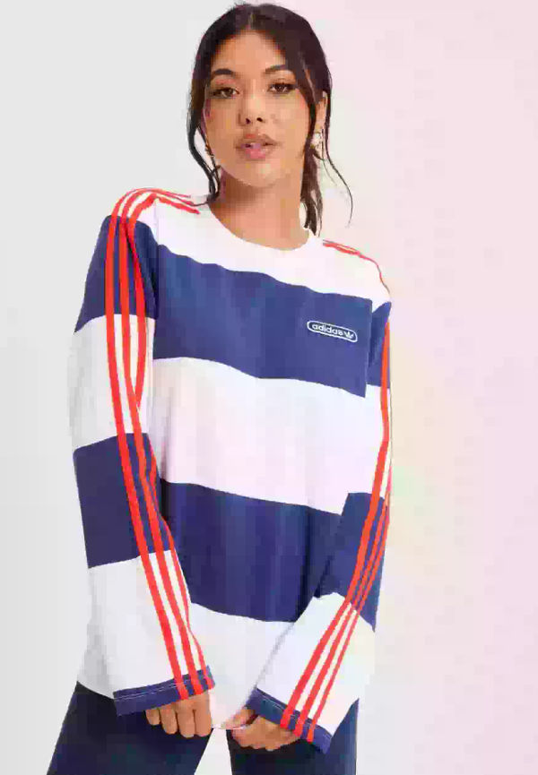 Adidas Originals Striped Ls Långärmade toppar Blue