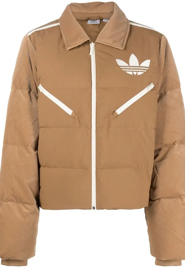 adidas puffjacka med sammetseffekt - Brun