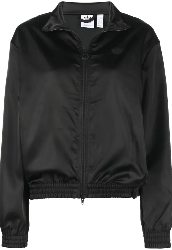 adidas satin träningstopp med dragkedja - Svart