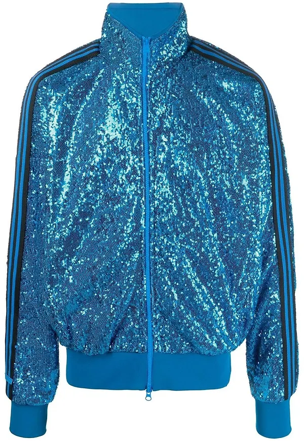 adidas sequin-embellished bomber jacket - Blå