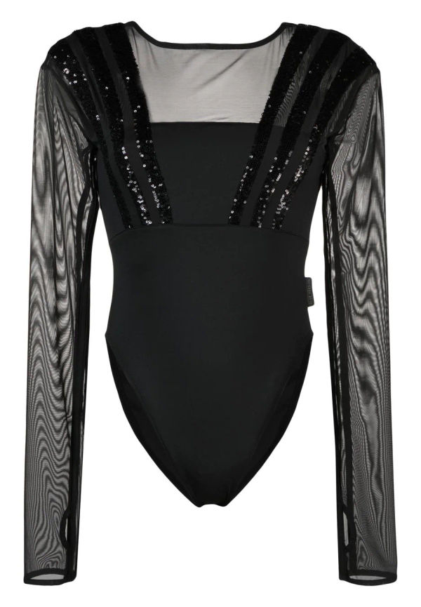 adidas sequin-embellished panelled bodysuit - Svart
