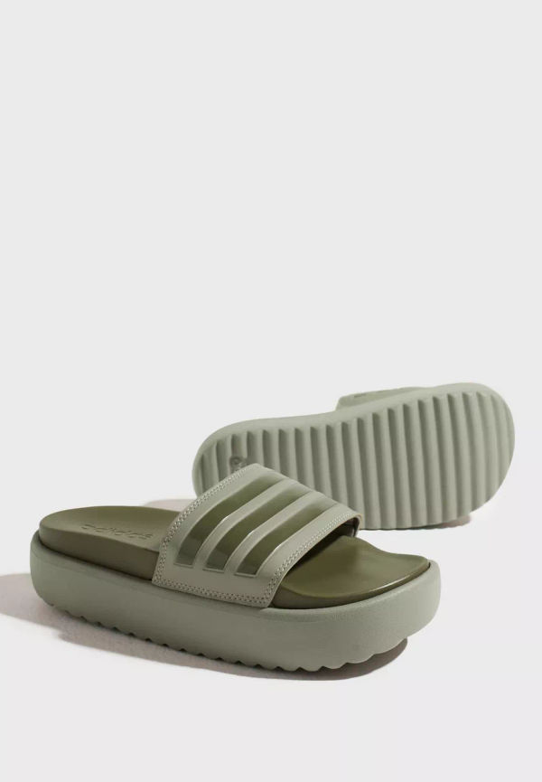 Adidas Sport Performance - Slip-in skor - Olive - Adilette Platform - Flats & Lågskor
