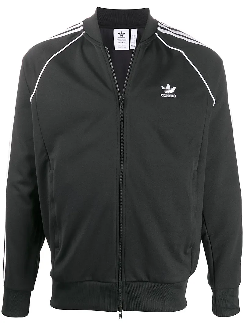 adidas träningsjacka med randig kant - Svart