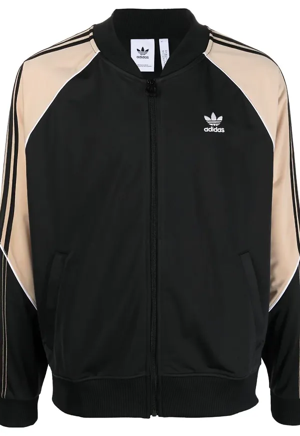 adidas träningsjacka med tre ränder - Svart