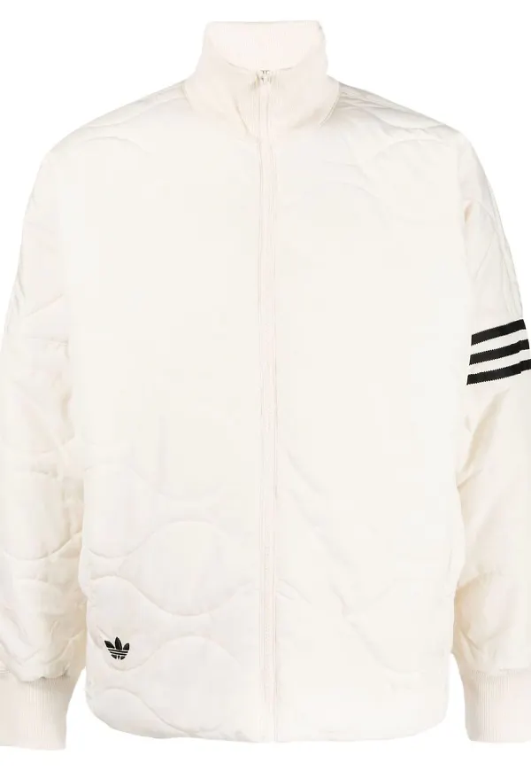adidas vadderad jacka med ikonisk rand - Neutral