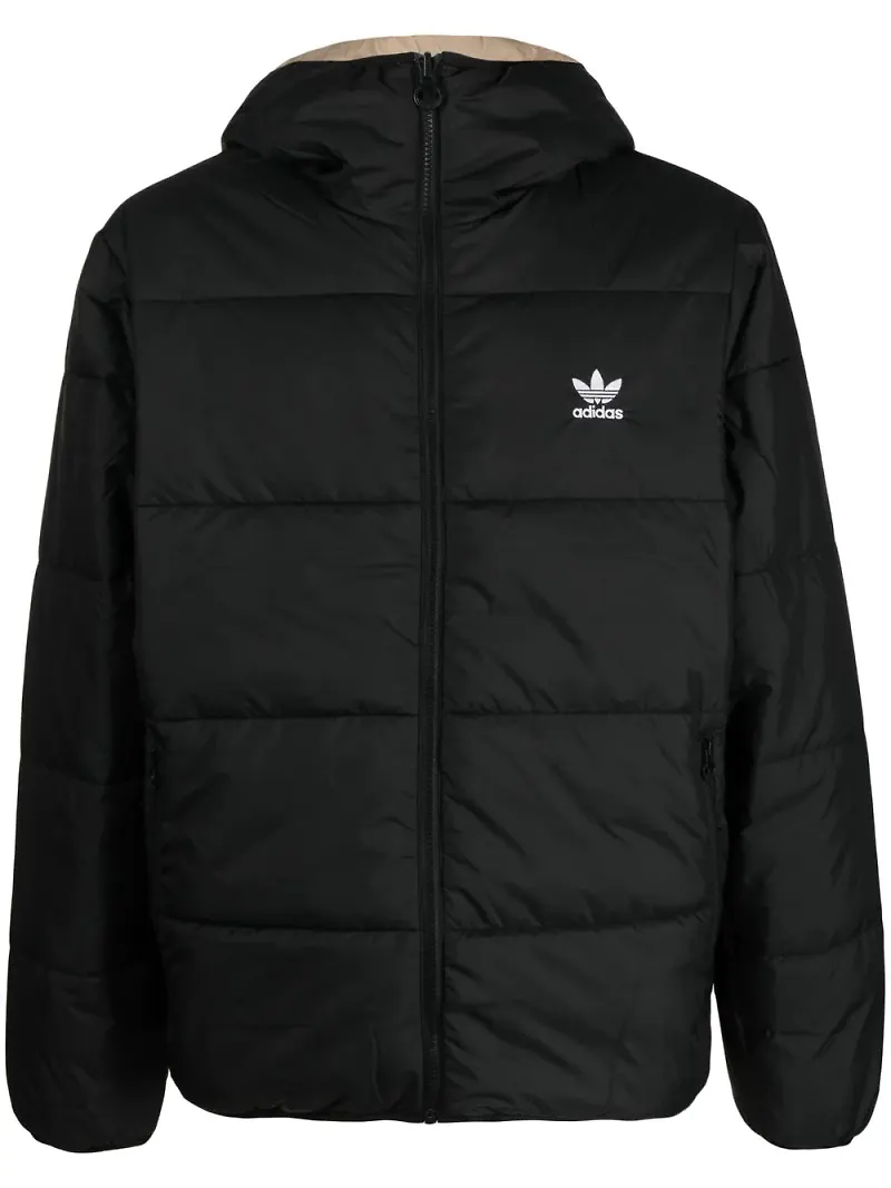 adidas vadderad jacka med logotyp - Svart