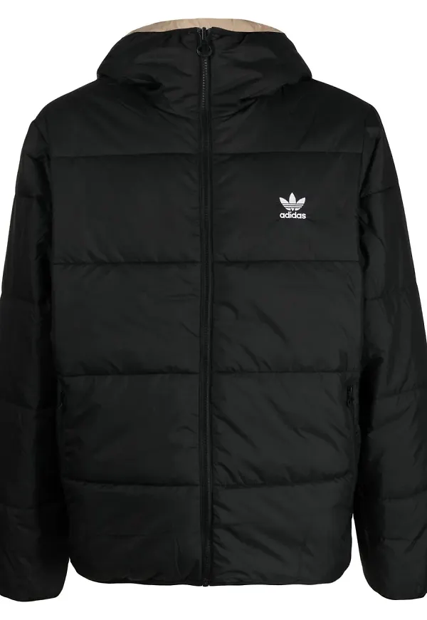 adidas vadderad jacka med logotyp - Svart