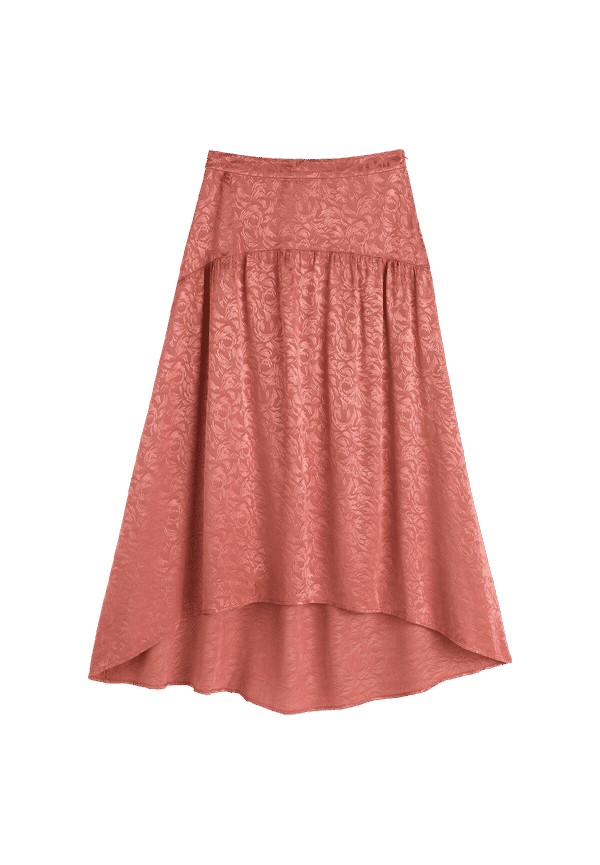 La Redoute - JacquardmÃ¶nstrad, lÃ¥ng kjol med asymmetrisk nederkant - Rosa