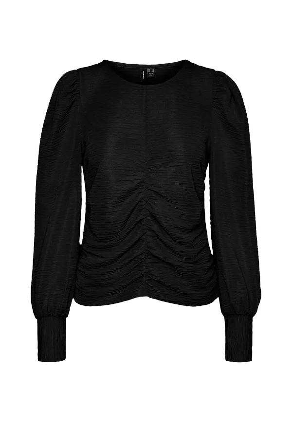 Vero Moda - Topp vmJoceline L/S Rouching Top - Svart