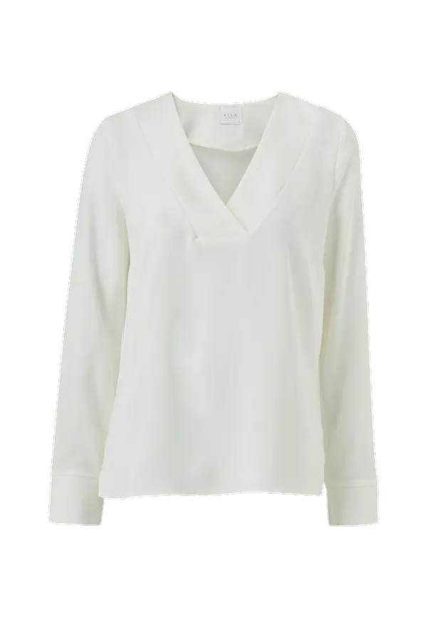 Vila - Blus viLaia L/S V-neck Top - Vit